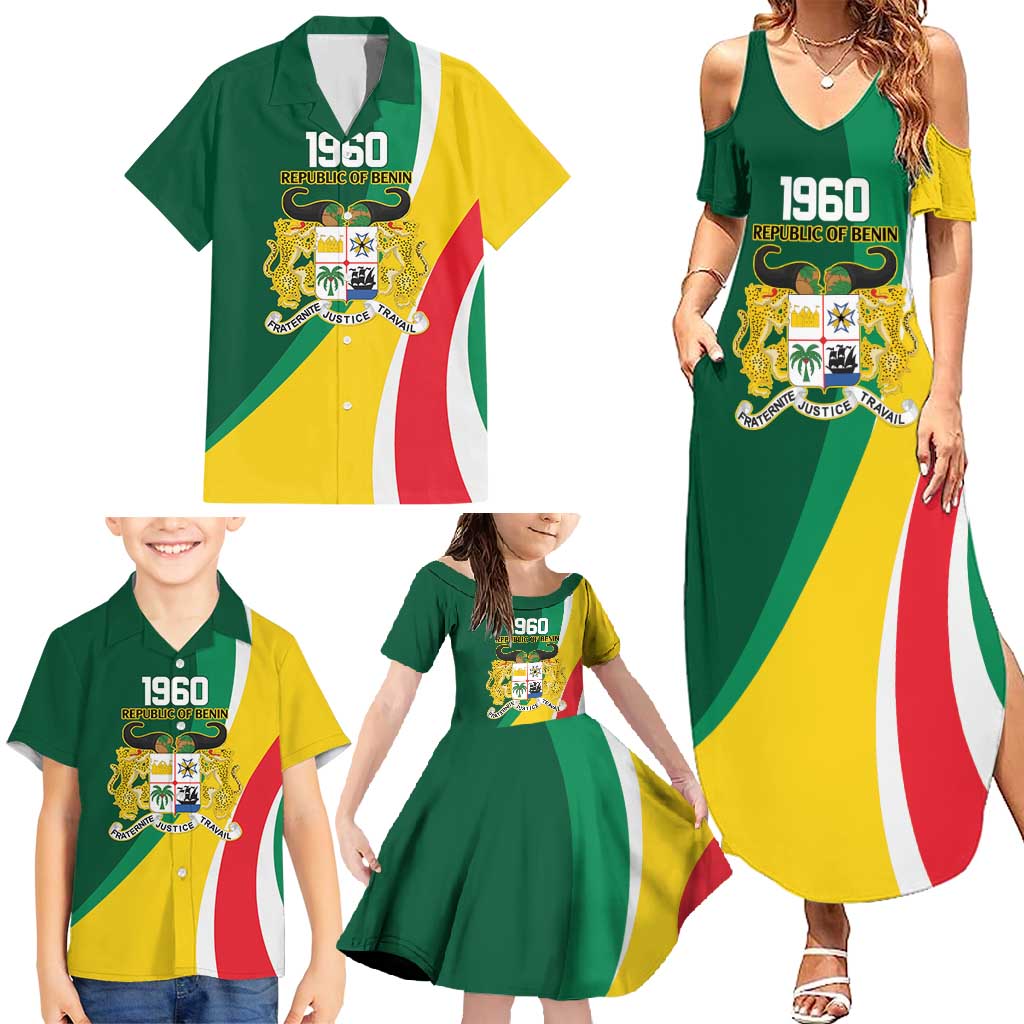 Benin Independence Day Personalized Family Matching Summer Maxi Dress and Hawaiian Shirt Since 1960 Fraternite Justice Travail - Wonder Print Shop