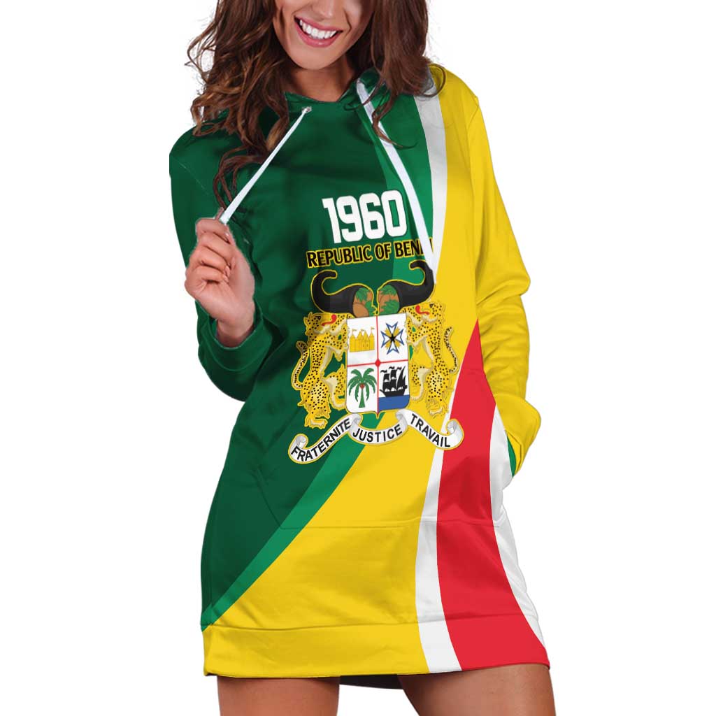 Benin Independence Day Personalized Hoodie Dress Since 1960 Fraternite Justice Travail - Wonder Print Shop