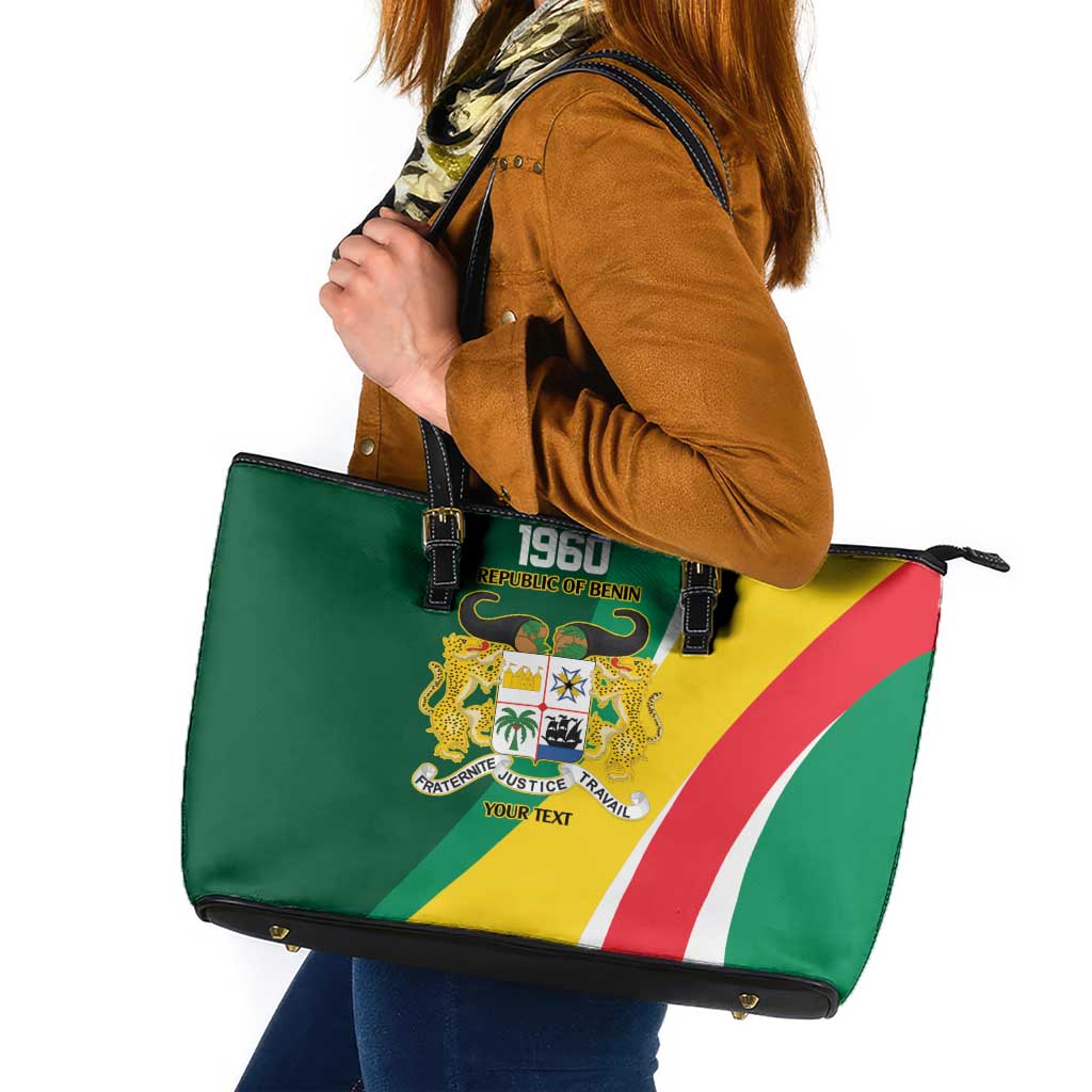 Benin Independence Day Personalized Leather Tote Bag Since 1960 Fraternite Justice Travail - Wonder Print Shop
