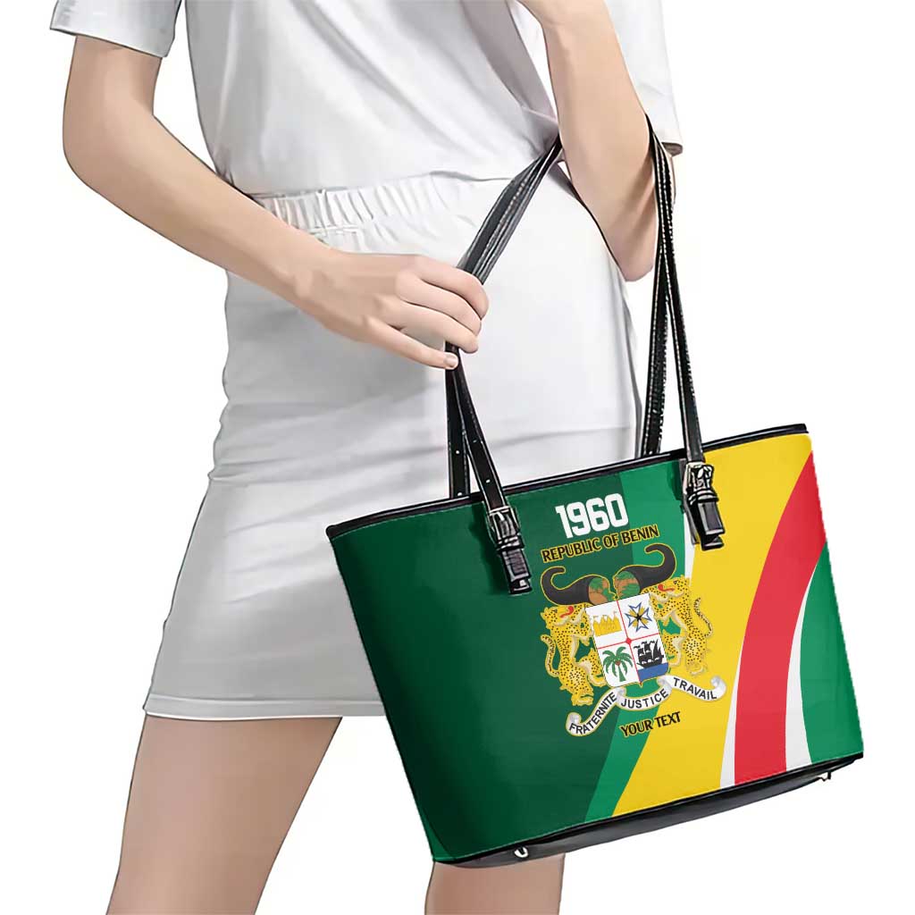 Benin Independence Day Personalized Leather Tote Bag Since 1960 Fraternite Justice Travail - Wonder Print Shop