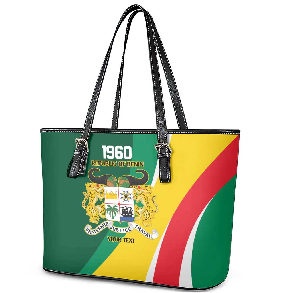 Benin Independence Day Personalized Leather Tote Bag Since 1960 Fraternite Justice Travail - Wonder Print Shop