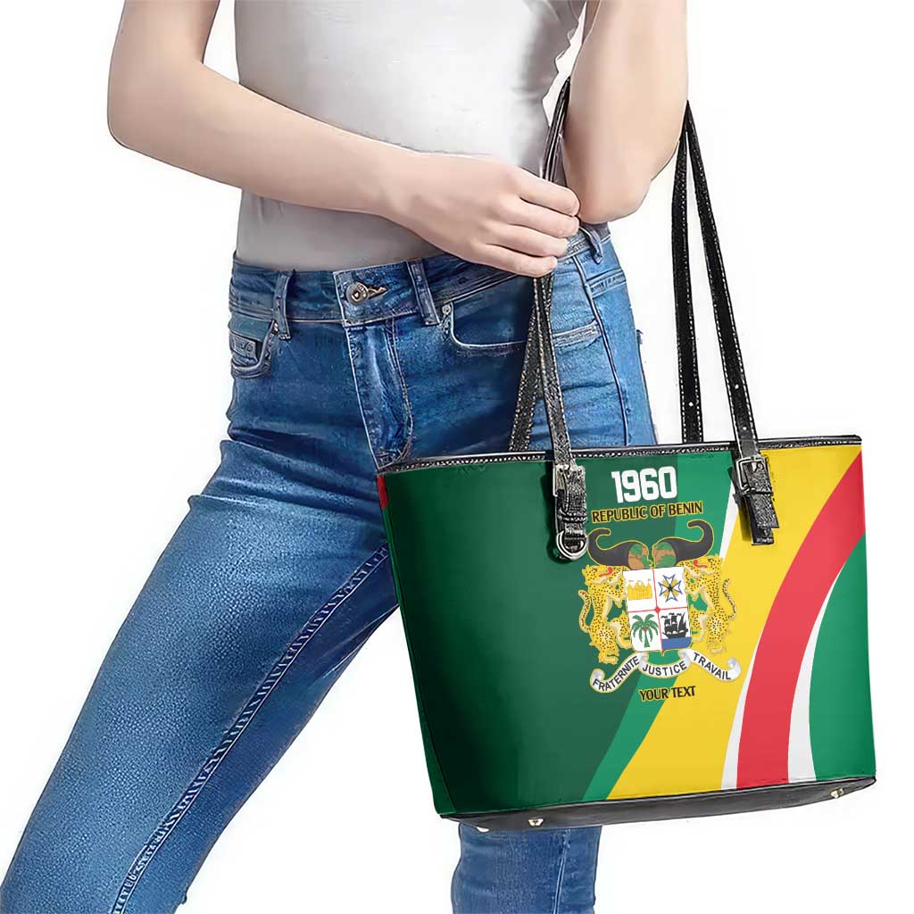 Benin Independence Day Personalized Leather Tote Bag Since 1960 Fraternite Justice Travail - Wonder Print Shop