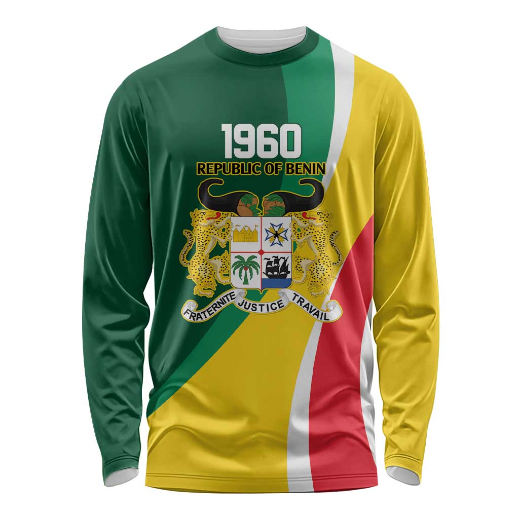 Benin Independence Day Personalized Long Sleeve Shirt Since 1960 Fraternite Justice Travail - Wonder Print Shop