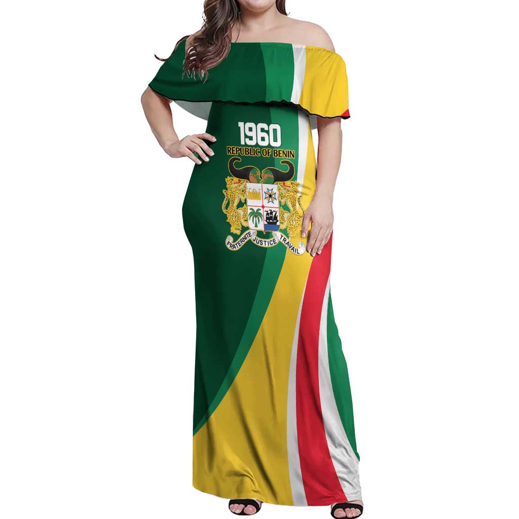 Benin Independence Day Personalized Off Shoulder Maxi Dress Since 1960 Fraternite Justice Travail - Wonder Print Shop