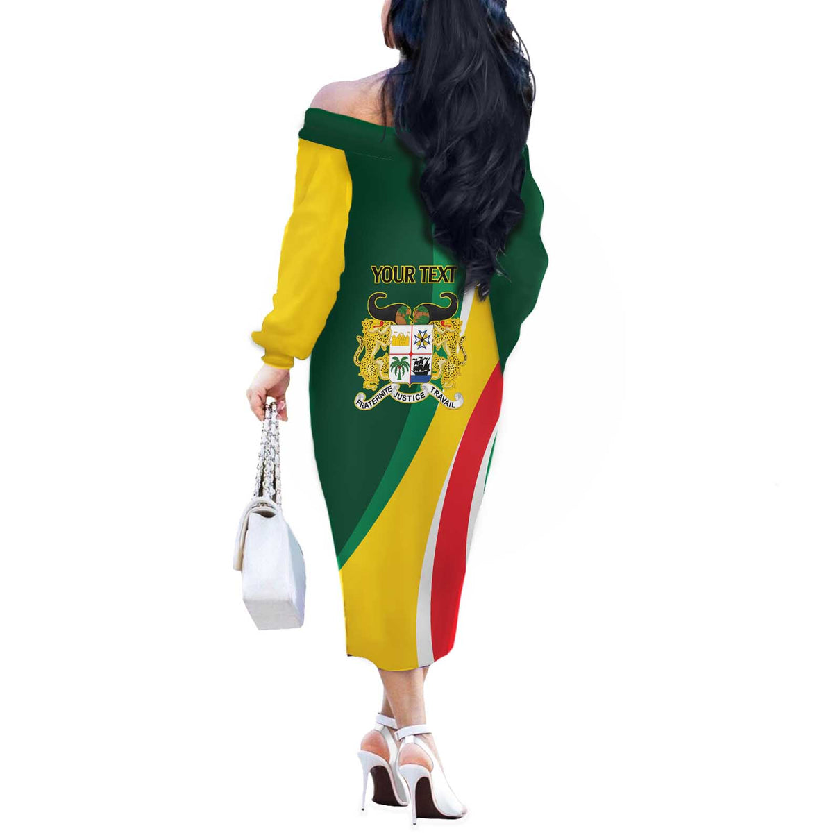 Benin Independence Day Personalized Off The Shoulder Long Sleeve Dress Since 1960 Fraternite Justice Travail - Wonder Print Shop