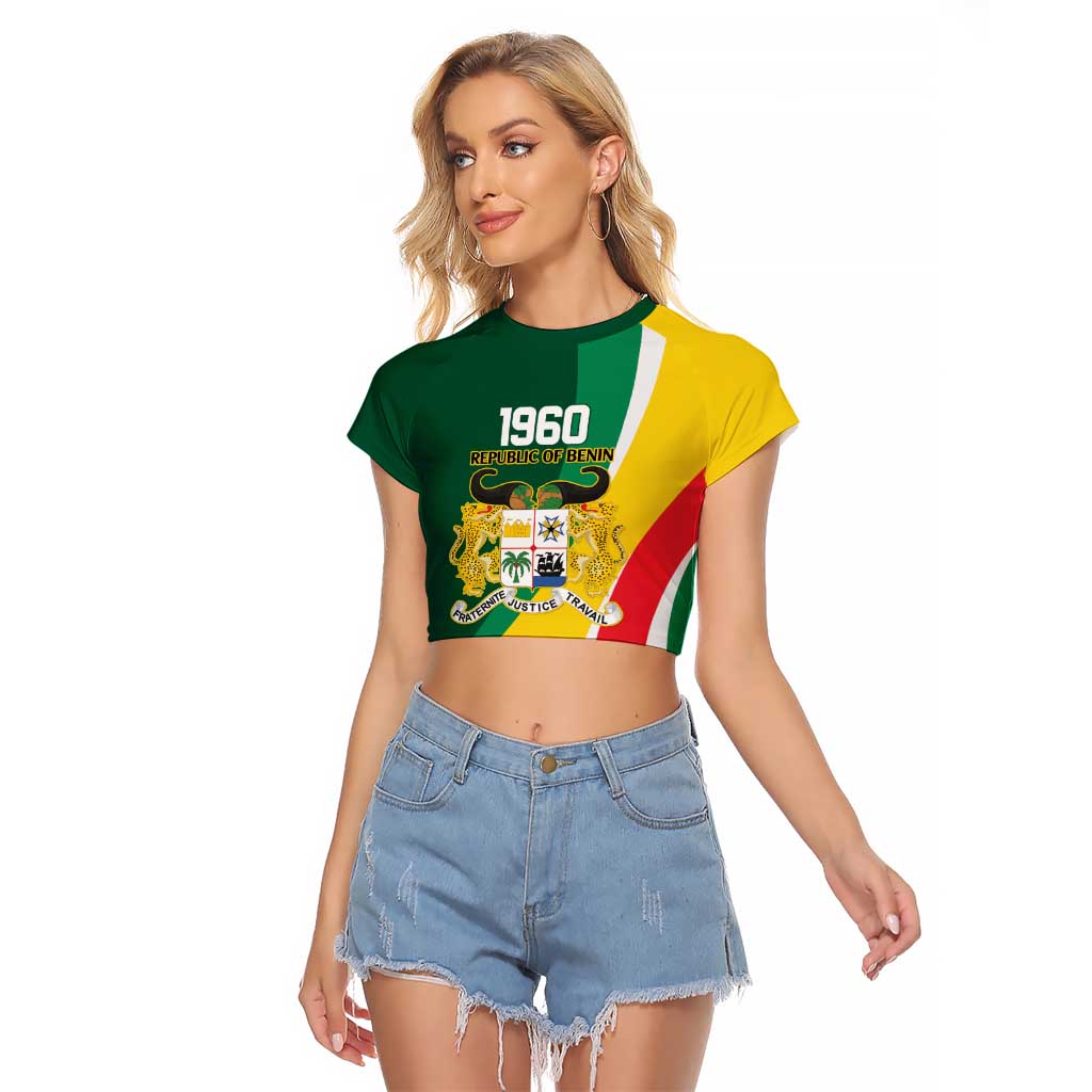 Benin Independence Day Personalized Raglan Cropped T Shirt Since 1960 Fraternite Justice Travail - Wonder Print Shop