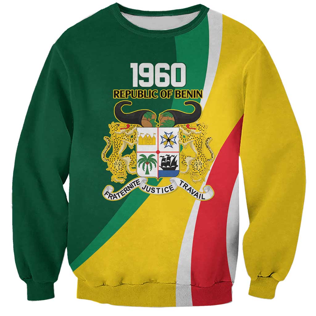Benin Independence Day Personalized Sweatshirt Since 1960 Fraternite Justice Travail - Wonder Print Shop