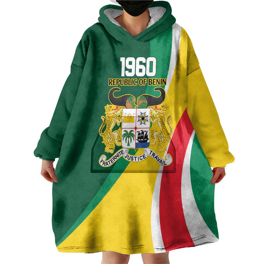 Benin Independence Day Personalized Wearable Blanket Hoodie Since 1960 Fraternite Justice Travail - Wonder Print Shop
