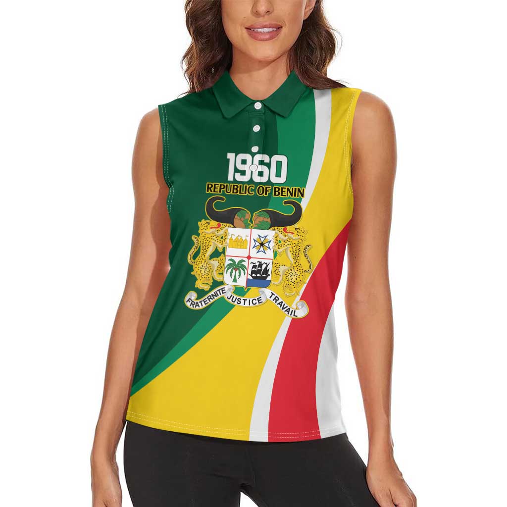 Benin Independence Day Personalized Women Sleeveless Polo Shirt Since 1960 Fraternite Justice Travail - Wonder Print Shop