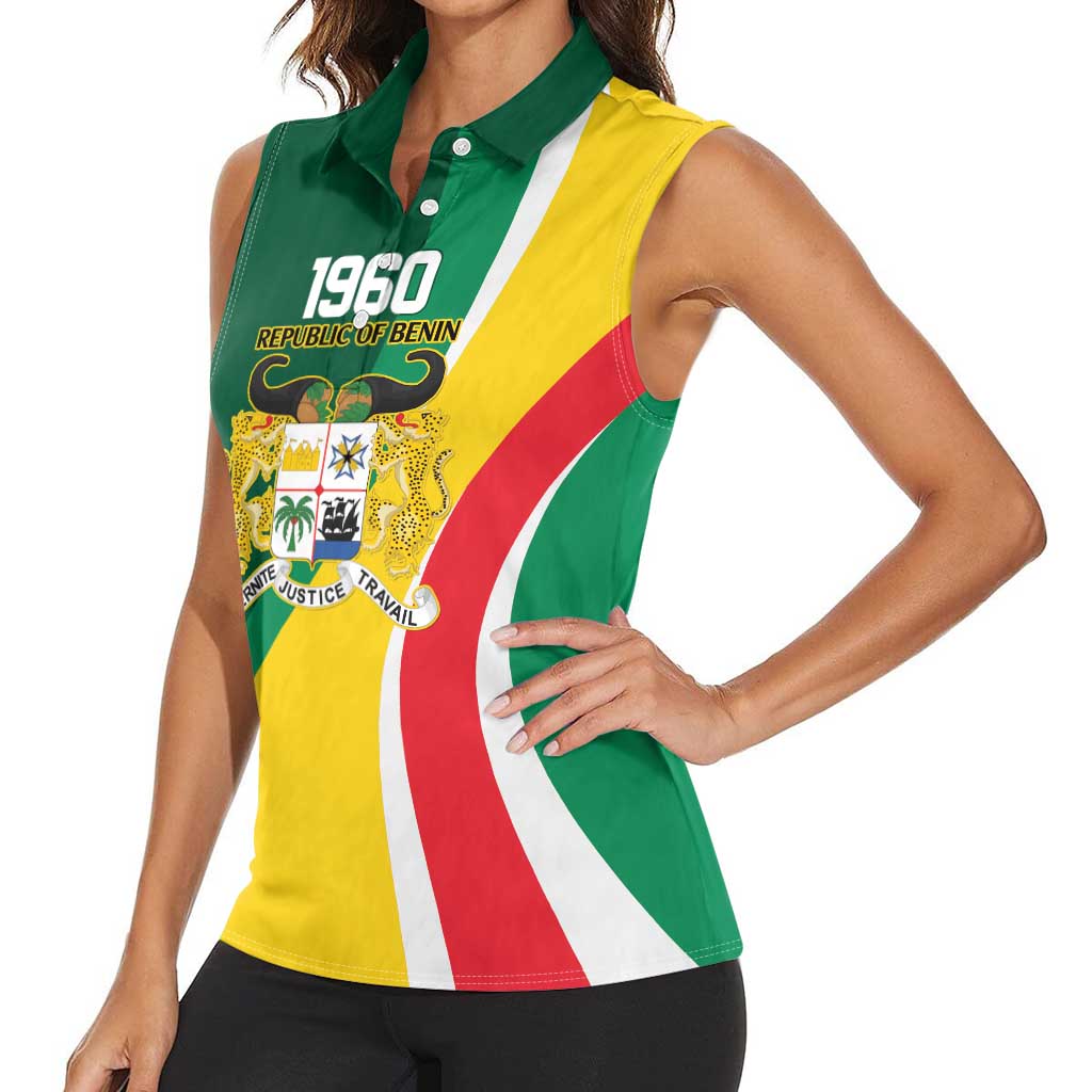 Benin Independence Day Personalized Women Sleeveless Polo Shirt Since 1960 Fraternite Justice Travail - Wonder Print Shop