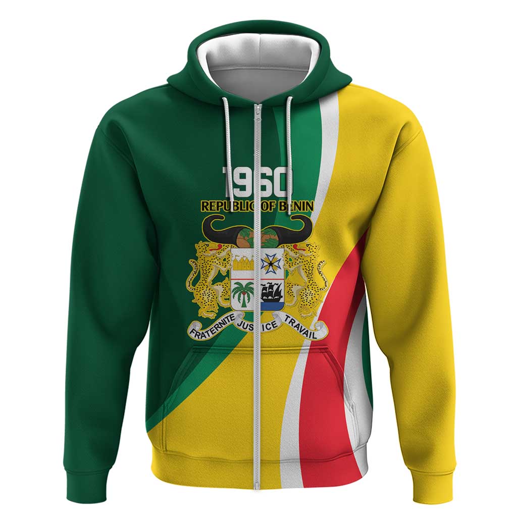 Benin Independence Day Personalized Zip Hoodie Since 1960 Fraternite Justice Travail - Wonder Print Shop