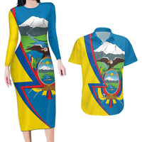 Ecuador Independence Day Personalized Couples Matching Long Sleeve Bodycon Dress and Hawaiian Shirt Pro Deo Patria et Libertate - Wonder Print Shop