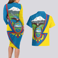 Ecuador Independence Day Personalized Couples Matching Long Sleeve Bodycon Dress and Hawaiian Shirt Pro Deo Patria et Libertate - Wonder Print Shop