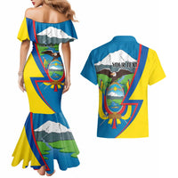 Ecuador Independence Day Personalized Couples Matching Mermaid Dress and Hawaiian Shirt Pro Deo Patria et Libertate - Wonder Print Shop