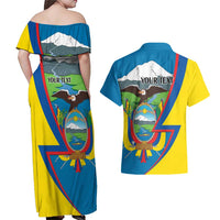 Ecuador Independence Day Personalized Couples Matching Off Shoulder Maxi Dress and Hawaiian Shirt Pro Deo Patria et Libertate - Wonder Print Shop