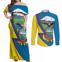 Ecuador Independence Day Personalized Couples Matching Off Shoulder Maxi Dress and Long Sleeve Button Shirt Pro Deo Patria et Libertate - Wonder Print Shop