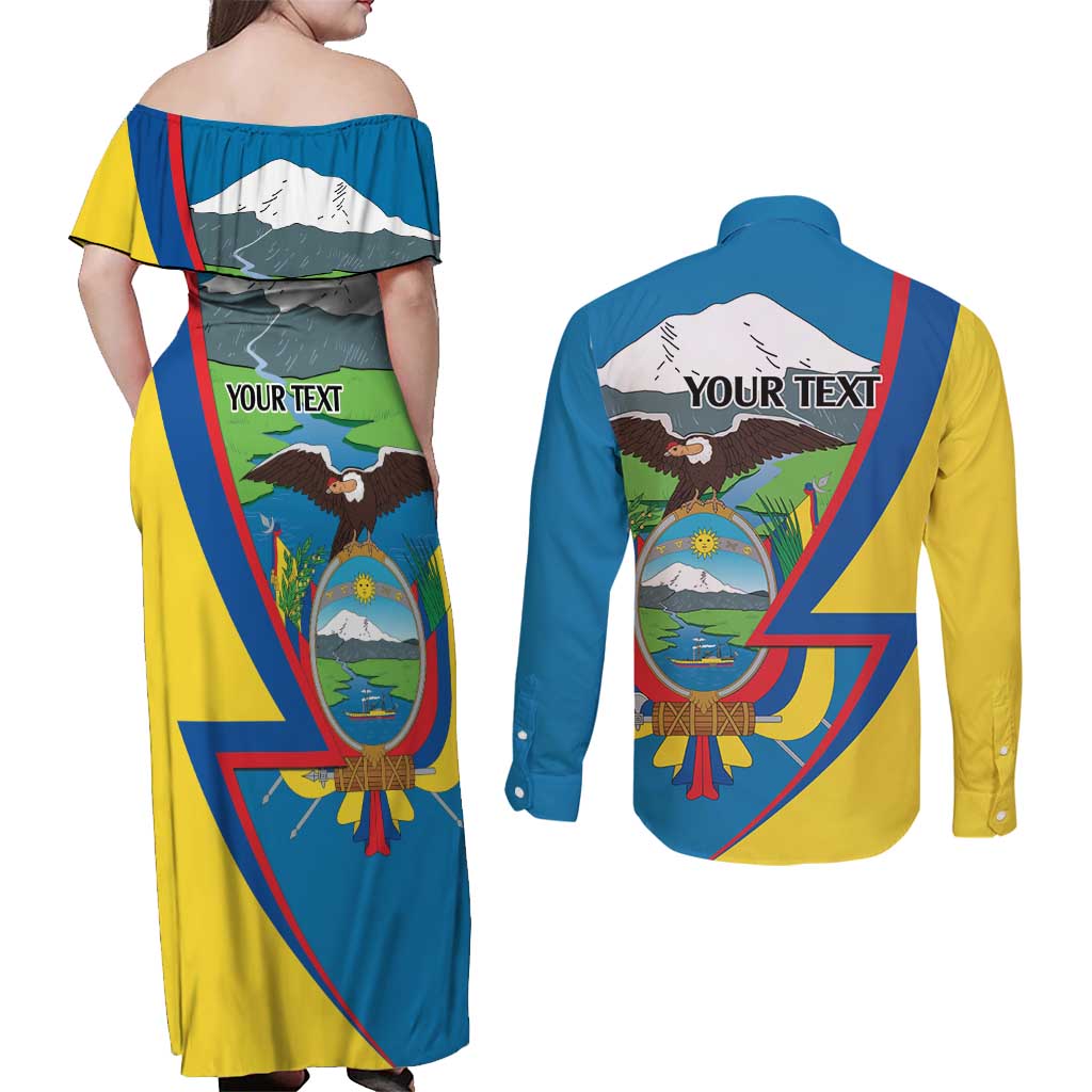 Ecuador Independence Day Personalized Couples Matching Off Shoulder Maxi Dress and Long Sleeve Button Shirt Pro Deo Patria et Libertate - Wonder Print Shop