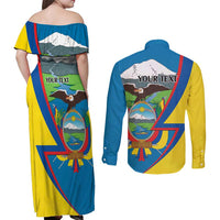 Ecuador Independence Day Personalized Couples Matching Off Shoulder Maxi Dress and Long Sleeve Button Shirt Pro Deo Patria et Libertate - Wonder Print Shop