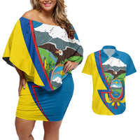Ecuador Independence Day Personalized Couples Matching Off Shoulder Short Dress and Hawaiian Shirt Pro Deo Patria et Libertate - Wonder Print Shop