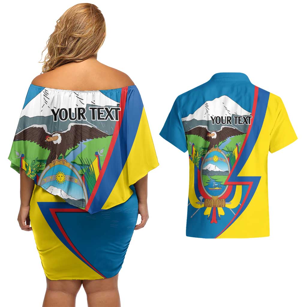 Ecuador Independence Day Personalized Couples Matching Off Shoulder Short Dress and Hawaiian Shirt Pro Deo Patria et Libertate - Wonder Print Shop