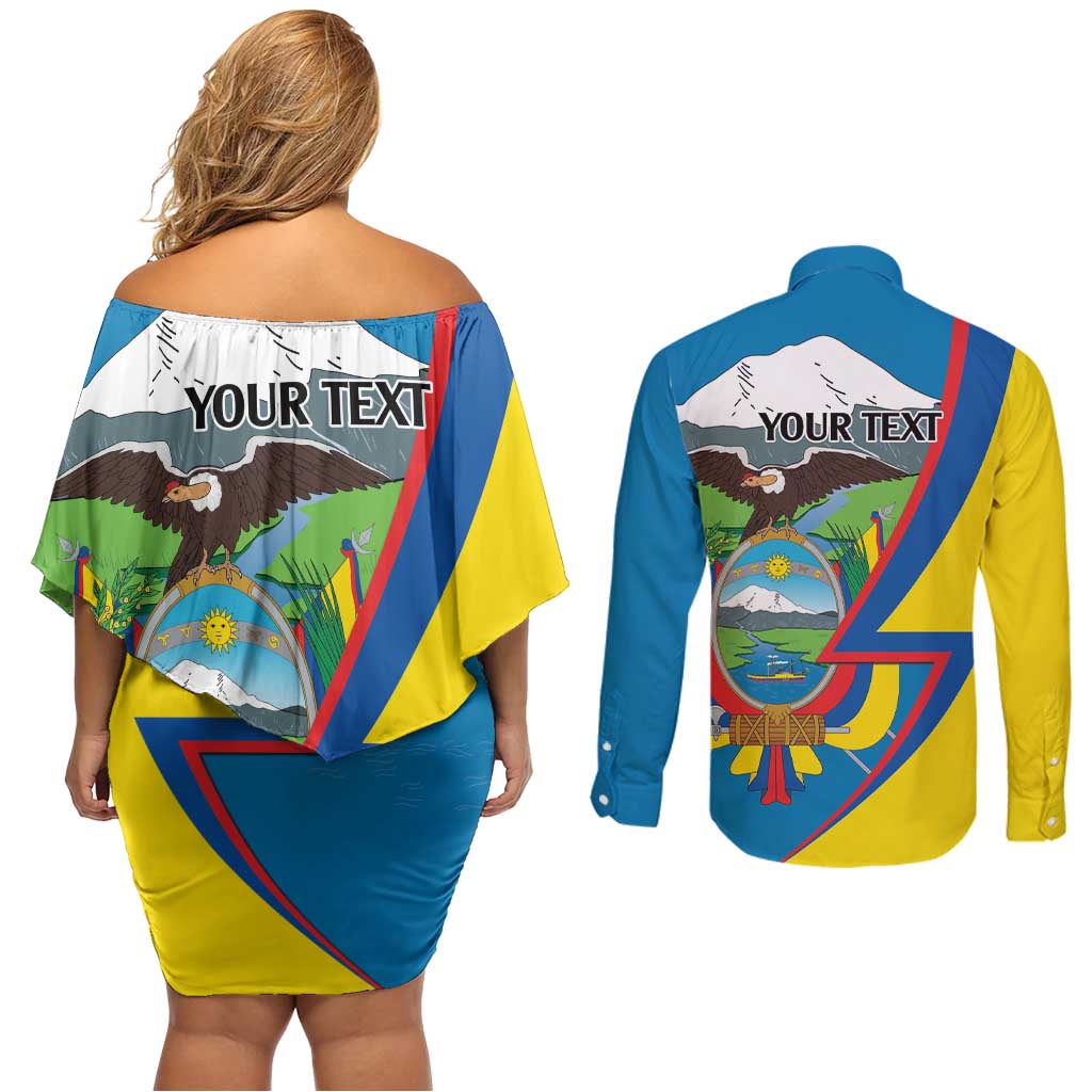 Ecuador Independence Day Personalized Couples Matching Off Shoulder Short Dress and Long Sleeve Button Shirt Pro Deo Patria et Libertate - Wonder Print Shop