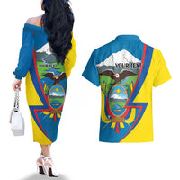 Ecuador Independence Day Personalized Couples Matching Off The Shoulder Long Sleeve Dress and Hawaiian Shirt Pro Deo Patria et Libertate - Wonder Print Shop