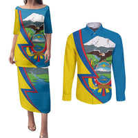 Ecuador Independence Day Personalized Couples Matching Puletasi and Long Sleeve Button Shirt Pro Deo Patria et Libertate - Wonder Print Shop