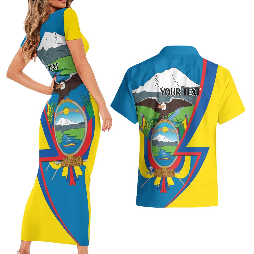 Ecuador Independence Day Personalized Couples Matching Short Sleeve Bodycon Dress and Hawaiian Shirt Pro Deo Patria et Libertate - Wonder Print Shop