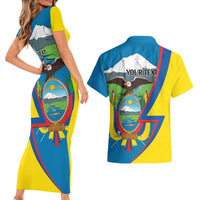 Ecuador Independence Day Personalized Couples Matching Short Sleeve Bodycon Dress and Hawaiian Shirt Pro Deo Patria et Libertate - Wonder Print Shop
