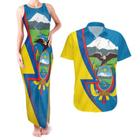 Ecuador Independence Day Personalized Couples Matching Tank Maxi Dress and Hawaiian Shirt Pro Deo Patria et Libertate - Wonder Print Shop