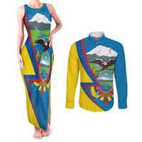 Ecuador Independence Day Personalized Couples Matching Tank Maxi Dress and Long Sleeve Button Shirt Pro Deo Patria et Libertate - Wonder Print Shop