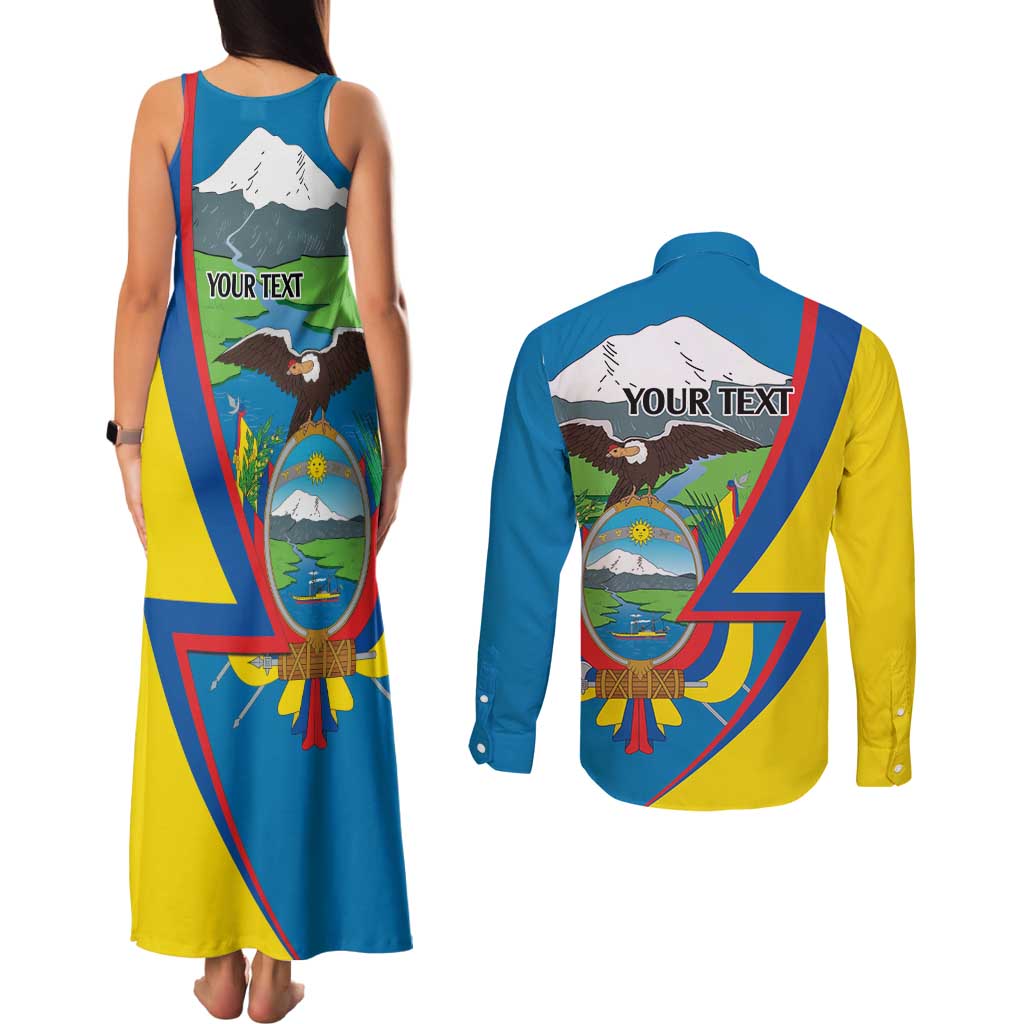 Ecuador Independence Day Personalized Couples Matching Tank Maxi Dress and Long Sleeve Button Shirt Pro Deo Patria et Libertate - Wonder Print Shop