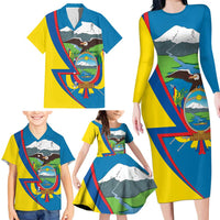 Ecuador Independence Day Personalized Family Matching Long Sleeve Bodycon Dress and Hawaiian Shirt Pro Deo Patria et Libertate - Wonder Print Shop