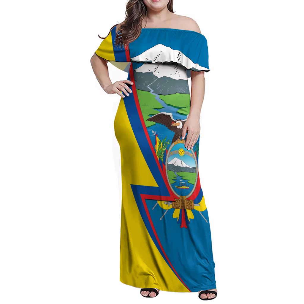 Ecuador Independence Day Personalized Family Matching Off Shoulder Maxi Dress and Hawaiian Shirt Pro Deo Patria et Libertate - Wonder Print Shop