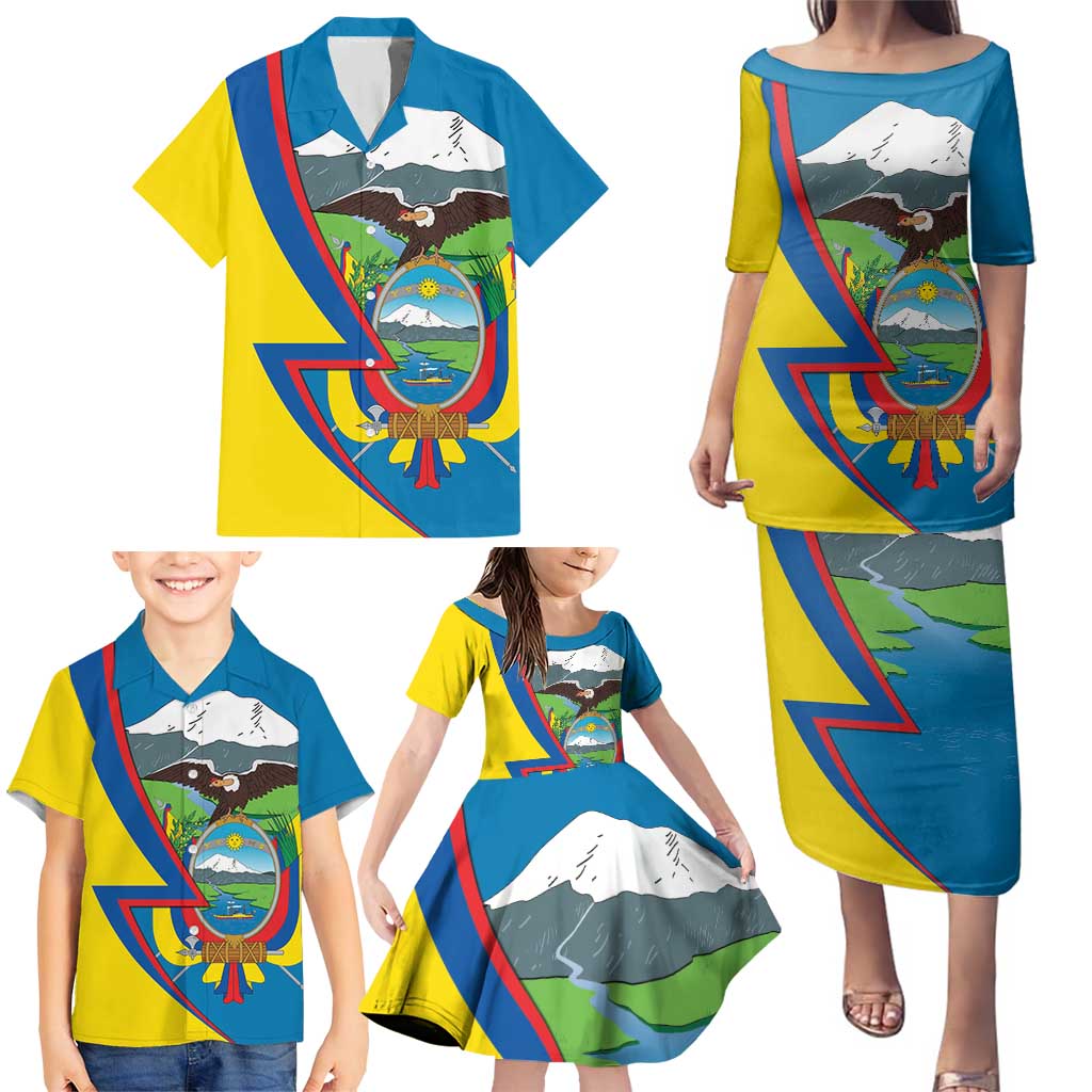Ecuador Independence Day Personalized Family Matching Puletasi and Hawaiian Shirt Pro Deo Patria et Libertate - Wonder Print Shop