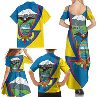 Ecuador Independence Day Personalized Family Matching Summer Maxi Dress and Hawaiian Shirt Pro Deo Patria et Libertate - Wonder Print Shop