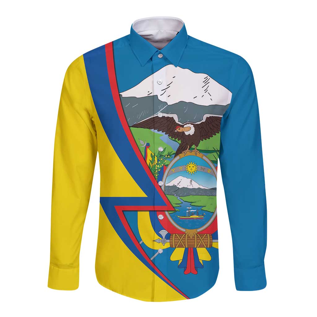 Ecuador Independence Day Personalized Long Sleeve Button Shirt Pro Deo Patria et Libertate - Wonder Print Shop