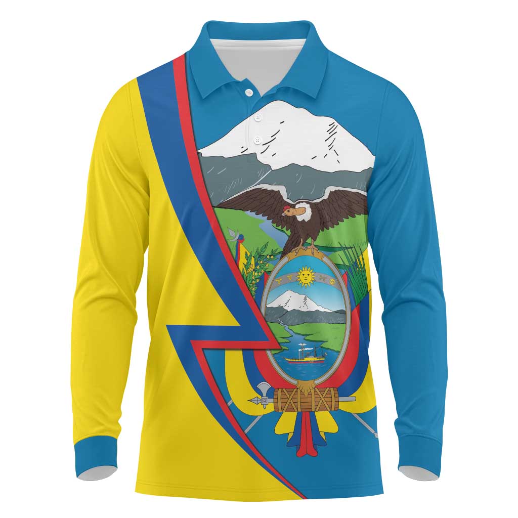 Ecuador Independence Day Personalized Long Sleeve Polo Shirt Pro Deo Patria et Libertate - Wonder Print Shop