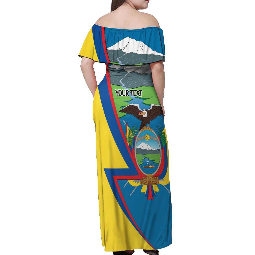 Ecuador Independence Day Personalized Off Shoulder Maxi Dress Pro Deo Patria et Libertate - Wonder Print Shop