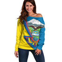 Ecuador Independence Day Personalized Off Shoulder Sweater Pro Deo Patria et Libertate - Wonder Print Shop
