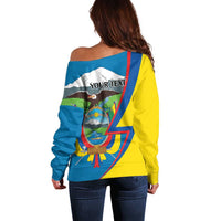 Ecuador Independence Day Personalized Off Shoulder Sweater Pro Deo Patria et Libertate - Wonder Print Shop