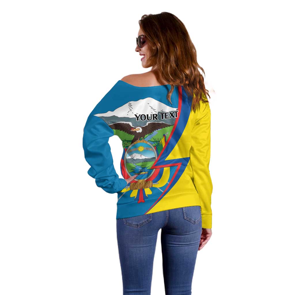 Ecuador Independence Day Personalized Off Shoulder Sweater Pro Deo Patria et Libertate - Wonder Print Shop