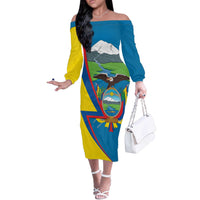 Ecuador Independence Day Personalized Off The Shoulder Long Sleeve Dress Pro Deo Patria et Libertate - Wonder Print Shop