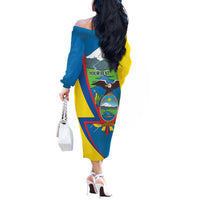 Ecuador Independence Day Personalized Off The Shoulder Long Sleeve Dress Pro Deo Patria et Libertate - Wonder Print Shop