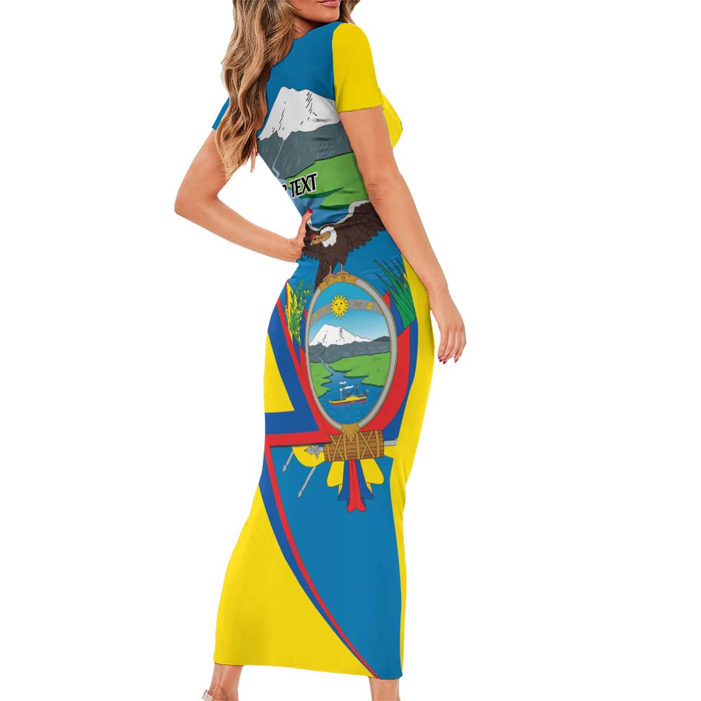 Ecuador Independence Day Personalized Short Sleeve Bodycon Dress Pro Deo Patria et Libertate - Wonder Print Shop