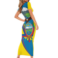 Ecuador Independence Day Personalized Short Sleeve Bodycon Dress Pro Deo Patria et Libertate - Wonder Print Shop