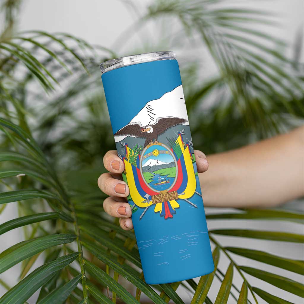 Ecuador Independence Day Personalized Skinny Tumbler Pro Deo Patria et Libertate - Wonder Print Shop