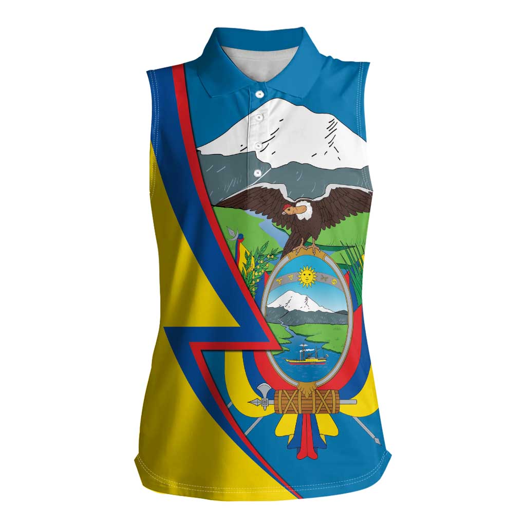 Ecuador Independence Day Personalized Women Sleeveless Polo Shirt Pro Deo Patria et Libertate - Wonder Print Shop