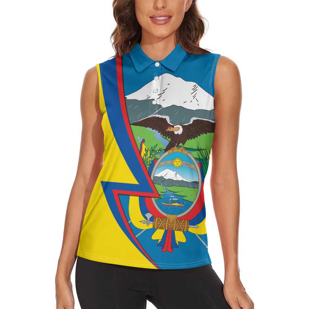 Ecuador Independence Day Personalized Women Sleeveless Polo Shirt Pro Deo Patria et Libertate - Wonder Print Shop