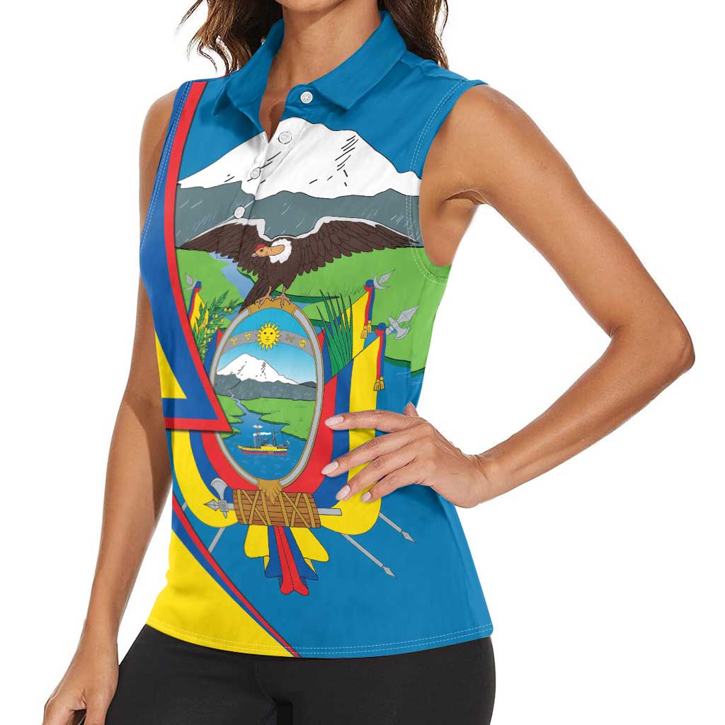 Ecuador Independence Day Personalized Women Sleeveless Polo Shirt Pro Deo Patria et Libertate - Wonder Print Shop